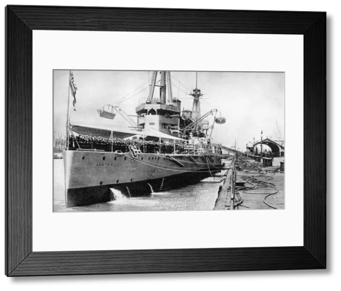 Framed Print : HMAS Australia, Indefatigable class battlecruiser, June 1913 (1936) Framed Print : HMAS Australia, Indefatigable class battlecruiser, June 1913 (1936)