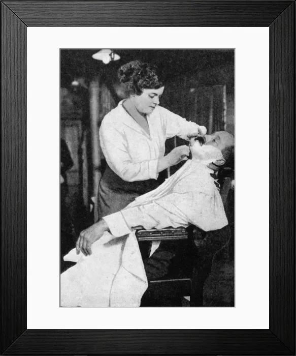 Framed Print : A woman barber, 1917 (1936) Framed Print : A woman barber, 1917 (1936)