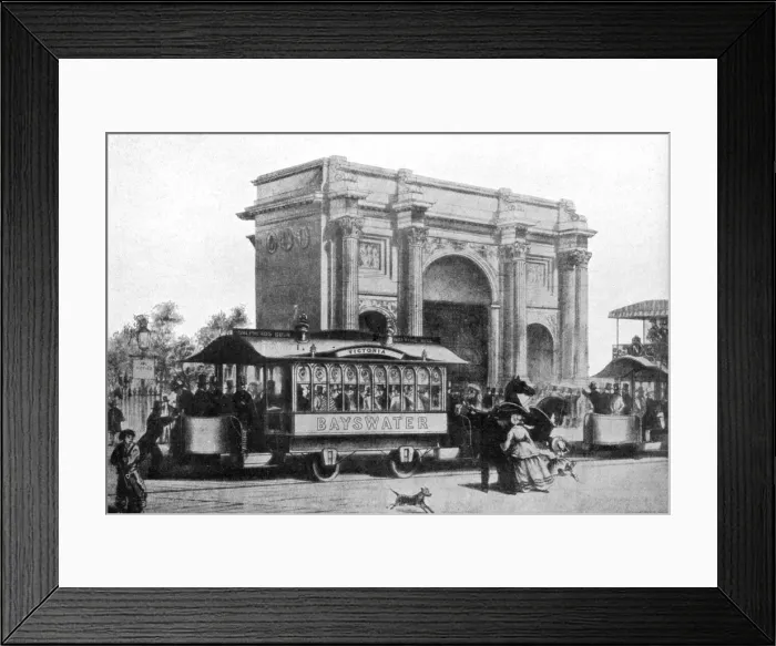 Framed Print : The first trams in London, 1861, (c1920) Framed Print : The first trams in London, 1861, (c1920)