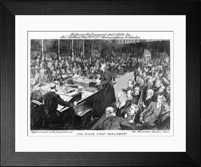 Framed Print : The kings first parliament, 1902-1903. Artist: Arthur Cox Illustrating Co