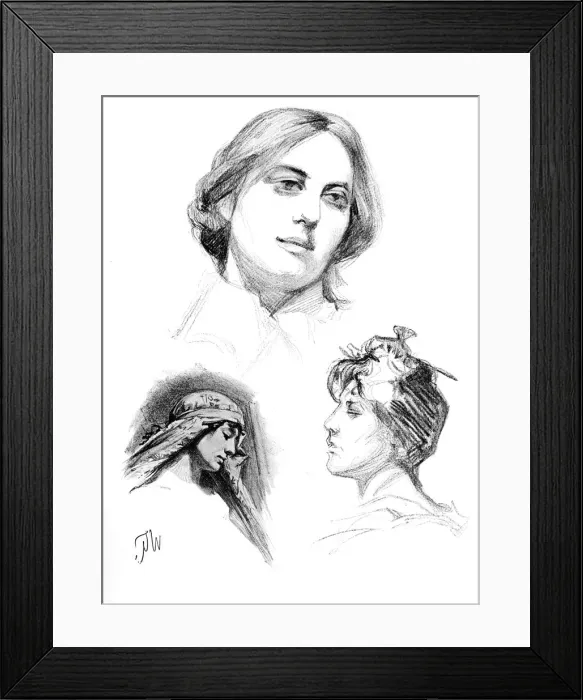 Framed Print : Pencil studies of three women, 1902-1903. Artist: W Gulzow Framed Print : Pencil studies of three women, 1902-1903. Artist: W Gulzow
