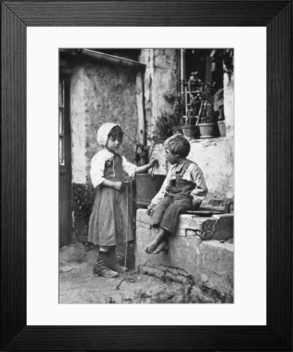 Framed Print : Two children in a backyard, 902-1903. Artist: Constance Ellis Framed Print : Two children in a backyard, 902-1903. Artist: Constance Ellis
