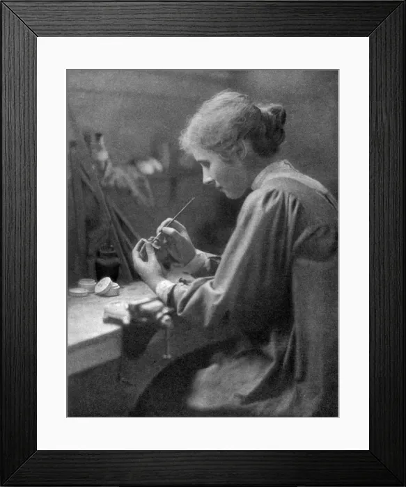 Framed Print : A craftswoman at work, 1911-1912. Artist: ET Holding