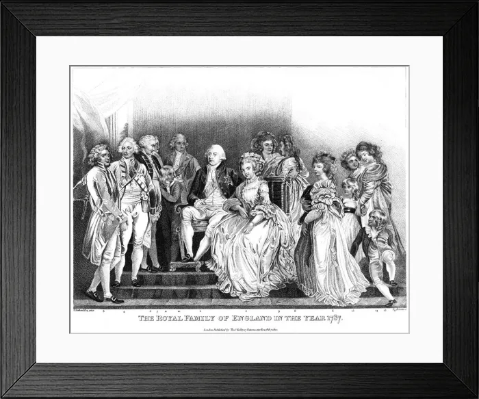 Framed Print : The Royal Family of England in the year 1787, (1820). Artist: Roberts Framed Print : The Royal Family of England in the year 1787, (1820). Artist: Roberts