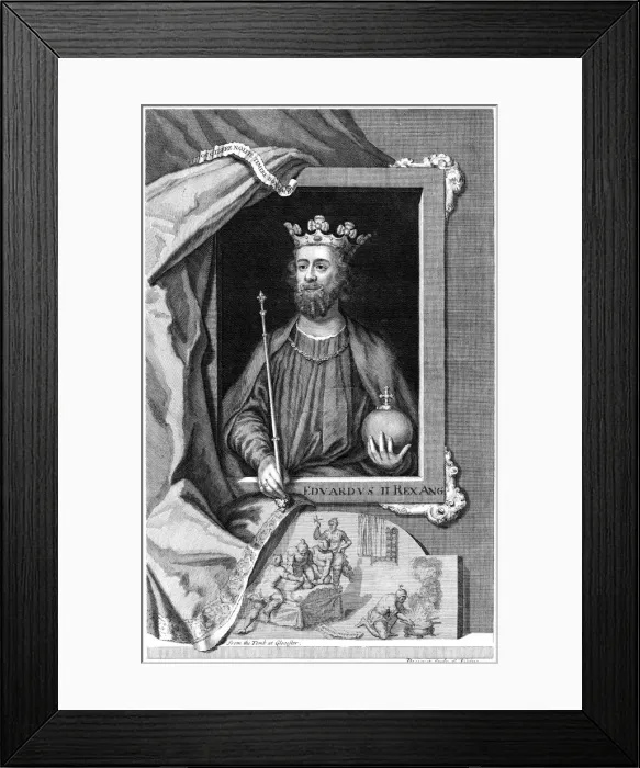 Framed Print : Edward II of England. 18th centuryArtist: George Vertue Framed Print : Edward II of England. 18th centuryArtist: George Vertue