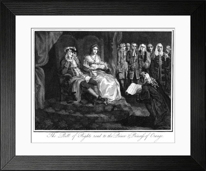 Framed Print : The Bill of Rights read to the Prince and Princess of Orange Framed Print : The Bill of Rights read to the Prince and Princess of Orange