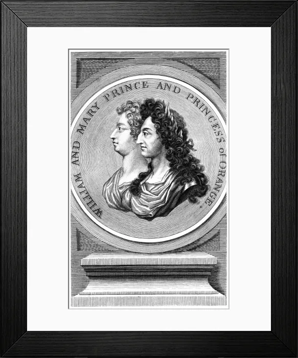 Framed Print : William and Mary, Prince and Princess of Orange. Artist: R White Framed Print : William and Mary, Prince and Princess of Orange. Artist: R White