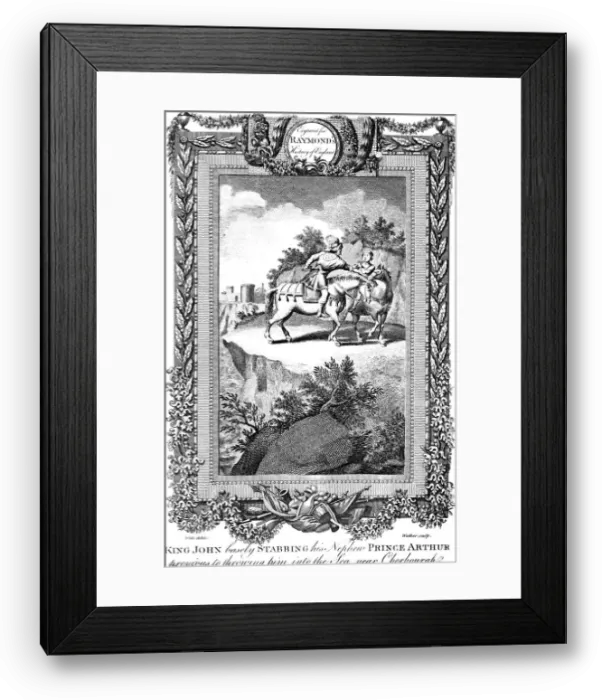 Framed Print : King John (1167-1216) stabbing his nephew Prince Arthur, 19th century. Artist: Walker Framed Print : King John (1167-1216) stabbing his nephew Prince Arthur, 19th century. Artist: Walker