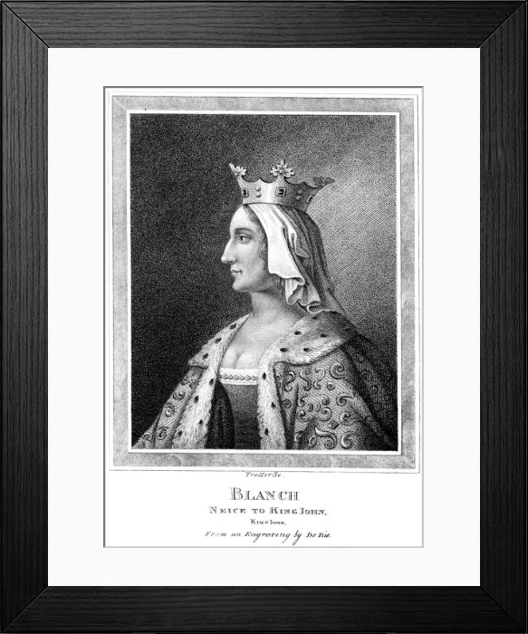 Framed Print : Blanche of Castile (1188-1252), niece to King John. Artist: Thomas Trotter Framed Print : Blanche of Castile (1188-1252), niece to King John. Artist: Thomas Trotter
