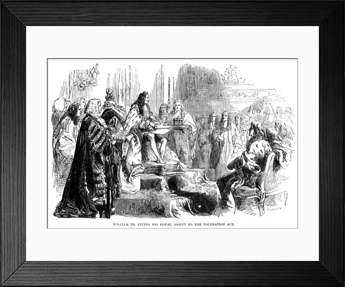 Framed Print : William III giving his royal assent to the Toleration Act Framed Print : William III giving his royal assent to the Toleration Act