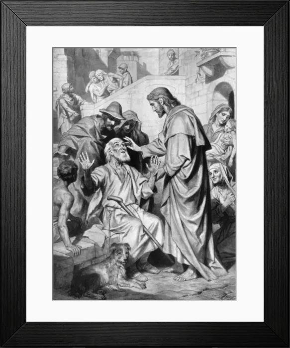 Framed Print : Christ healing the blind, 1926. Artist: Hofmann Framed Print : Christ healing the blind, 1926. Artist: Hofmann
