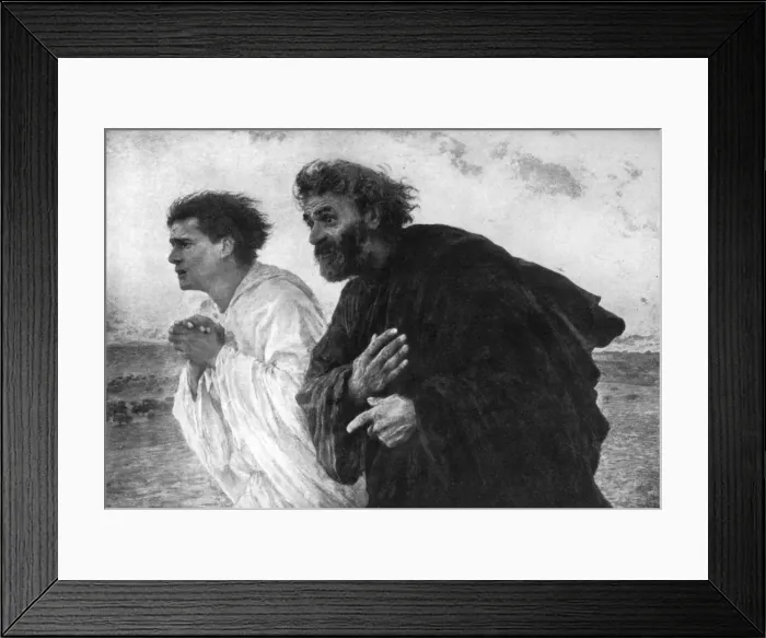 Framed Print : The Apostles Peter and John on the Morning of the Resurrection, 1926. Artist: Eugene Burnand Framed Print : The Apostles Peter and John on the Morning of the Resurrection, 1926. Artist: Eugene Burnand