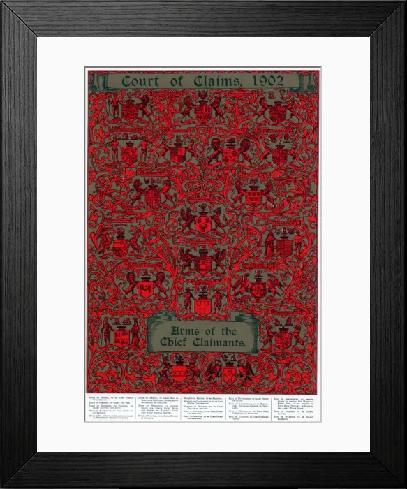Framed Print : Arms of the chief claimants, 1902 Framed Print : Arms of the chief claimants, 1902