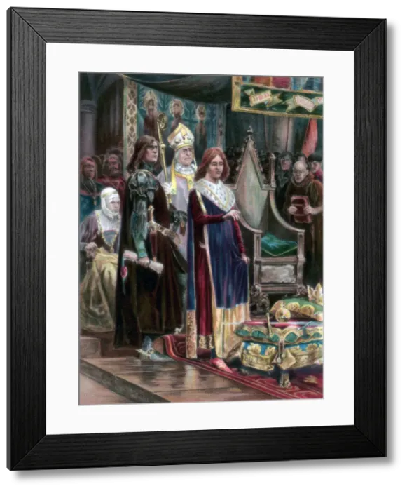 Framed Print : The investiture of Edward III with the Pallium, Westminster, Candlemas Day, 1327, (1902) Framed Print : The investiture of Edward III with the Pallium, Westminster, Candlemas Day, 1327, (1902)