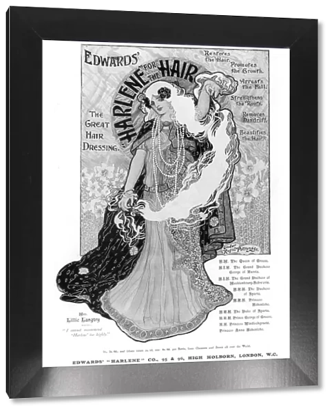 Advertisement for Edwards Harlene for Hair, 1902