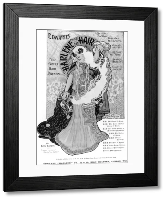 Framed Print : Advertisement for Edwards Harlene for Hair, 1902