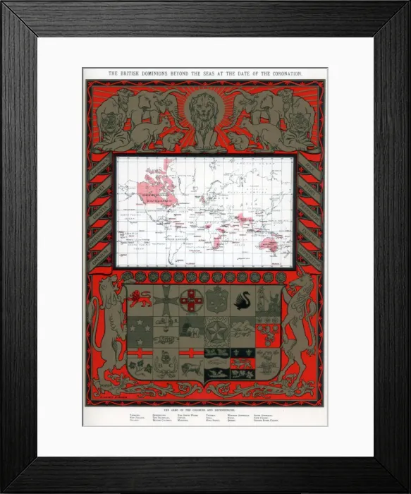Framed Print : The British dominions beyond the seas at the date of the coronation, 1902. Artist: Alfred Hugh Fisher Framed Print : The British dominions beyond the seas at the date of the coronation, 1902. Artist: Alfred Hugh Fisher