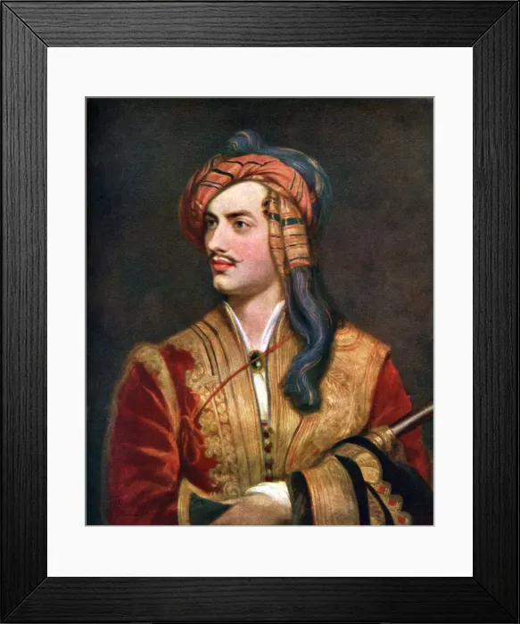 Framed Print : George Gordon, Sixth Baron Byron, (1923). Artist: WA Mansell & Co Framed Print : George Gordon, Sixth Baron Byron, (1923). Artist: WA Mansell & Co