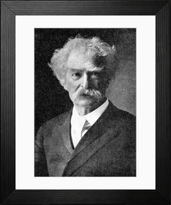 Framed Print : Mark Twain, The greatest of all American humorists, 1923. Artist: Rischgitz Collection Framed Print : Mark Twain, The greatest of all American humorists, 1923. Artist: Rischgitz Collection