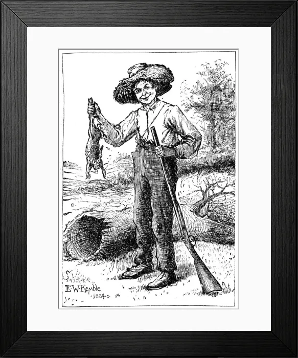 Framed Print : Huckleberry Finn, 1884, (1923). Artist: Chatto & Windus Framed Print : Huckleberry Finn, 1884, (1923). Artist: Chatto & Windus