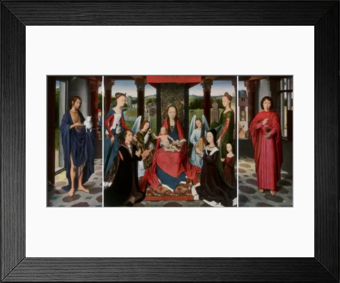 Framed Print : The Virgin and Child with Saints and Donors (The Donne Triptych), c1478 (1927). Artist: Dirck Bouts Framed Print : The Virgin and Child with Saints and Donors (The Donne Triptych), c1478 (1927). Artist: Dirck Bouts