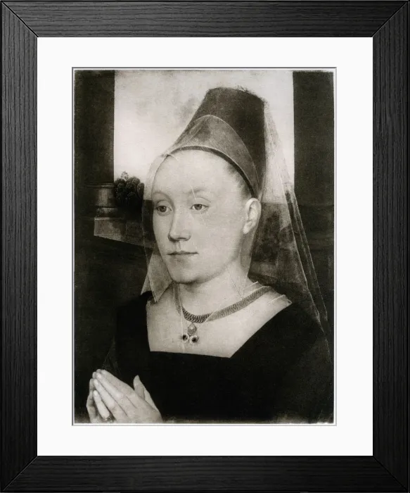 Framed Print : Barbara Van Vlaenderbergh, wife of Guillaume Moreel, c1480, (1927). Artist: Hans Memling