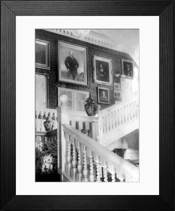 Framed Print : Staircase decorated with paintings, c1882 Framed Print : Staircase decorated with paintings, c1882