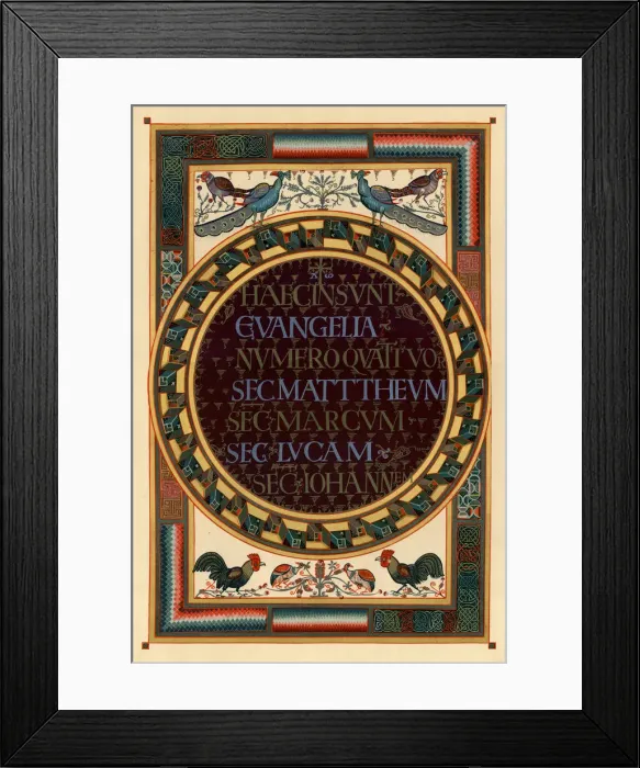 Framed Print : Names of the four Evangelists, c800 AD Framed Print : Names of the four Evangelists, c800 AD