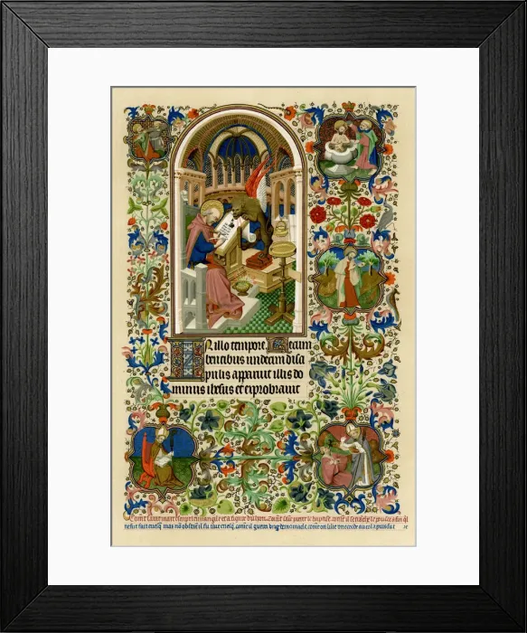 Framed Print : St Mark writing his gospel, 1414-1423. Artist: Workshop of the Master of the Duke of Bedford Framed Print : St Mark writing his gospel, 1414-1423. Artist: Workshop of the Master of the Duke of Bedford