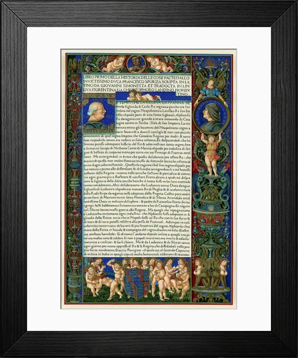 Framed Print : Text page with portraits of Francesco Sforza, 1490 Framed Print : Text page with portraits of Francesco Sforza, 1490