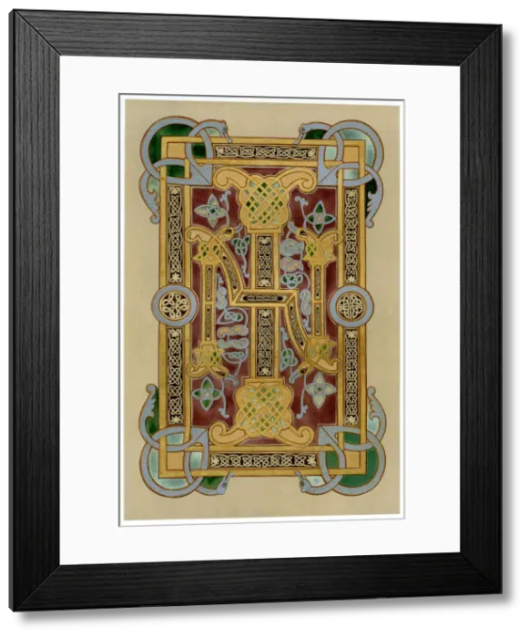 Framed Print : Illuminated initials I and N, 9th century Framed Print : Illuminated initials I and N, 9th century