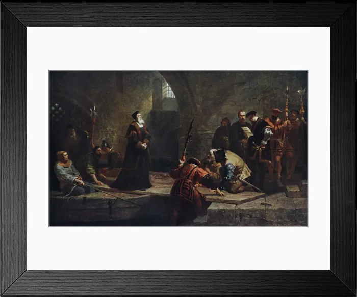 Framed Print : Thomas Cranmer at the Traitors Gate, 1553 (1926). Artist: Frederick Goodall Framed Print : Thomas Cranmer at the Traitors Gate, 1553 (1926). Artist: Frederick Goodall