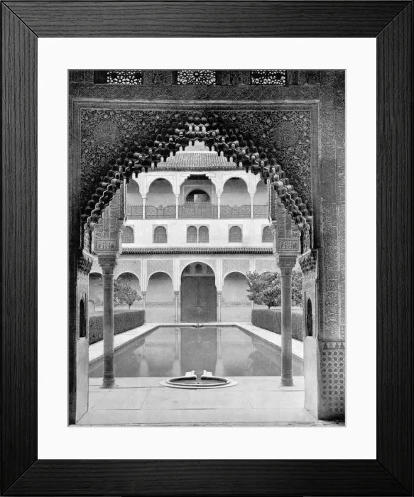 Framed Print : Court of the Myrtles, Alhambra, Spain, 1893. Artist: John L Stoddard Framed Print : Court of the Myrtles, Alhambra, Spain, 1893. Artist: John L Stoddard