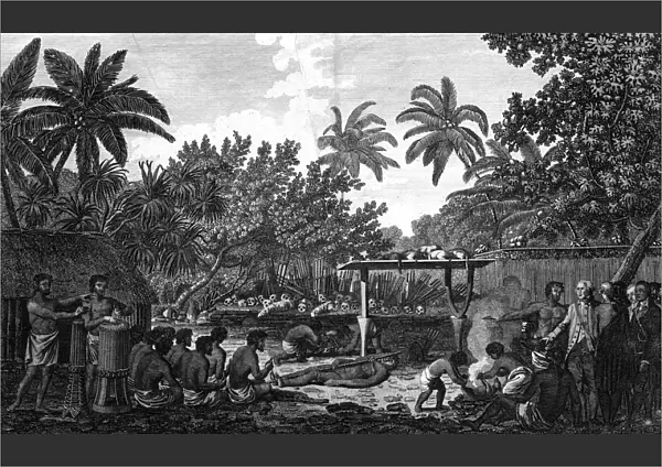 A Human Sacrifice in a Morai, in Otaheite; in the presence of Captain Cook, c1773