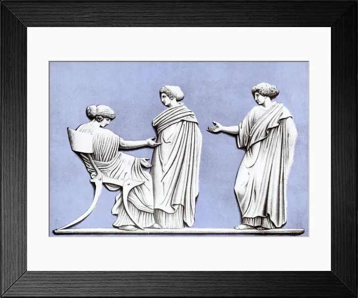 Framed Print : Penelope and Maidens, Wedgwood plaque, 18th century, (c1920) Framed Print : Penelope and Maidens, Wedgwood plaque, 18th century, (c1920)