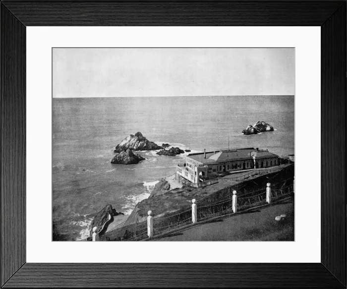 Framed Print : Cliff House and Seal Rocks, Golden Gate, California, USA, 1893. Artist: John L Stoddard Framed Print : Cliff House and Seal Rocks, Golden Gate, California, USA, 1893. Artist: John L Stoddard
