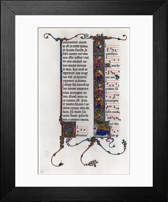 Framed Print : Tree of Jesse in initial letter I, late 13th century Framed Print : Tree of Jesse in initial letter I, late 13th century
