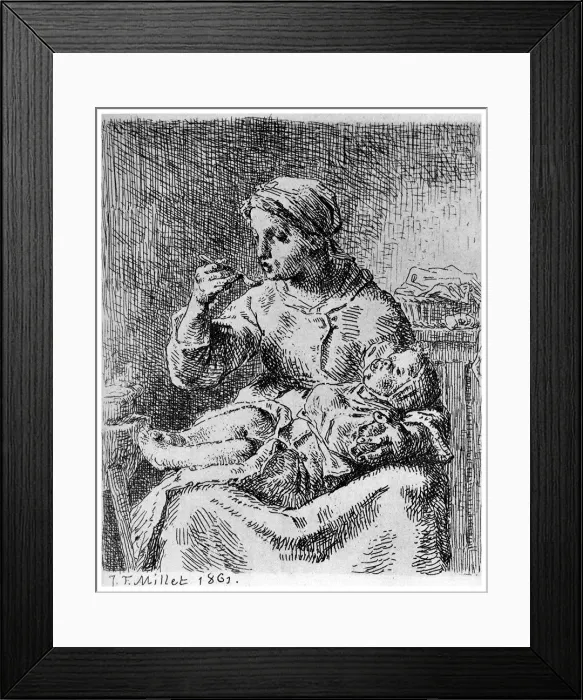 Framed Print : La Bouillie, 1861 (1924). Artist: Jean Francois Millet Framed Print : La Bouillie, 1861 (1924). Artist: Jean Francois Millet