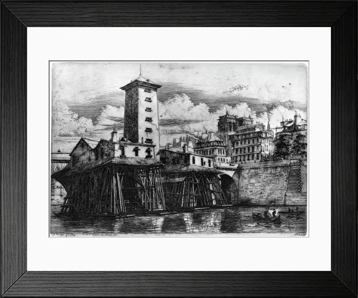 Framed Print : La Pompe Notre-Dame, c1841-1868 (1924). Artist: Charles Meryon Framed Print : La Pompe Notre-Dame, c1841-1868 (1924). Artist: Charles Meryon