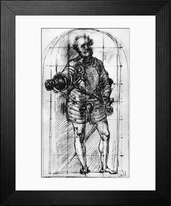Framed Print : Sketch for the portrait of the Duke of Urbino, 1536, (1937). Artist: Titian Framed Print : Sketch for the portrait of the Duke of Urbino, 1536, (1937). Artist: Titian
