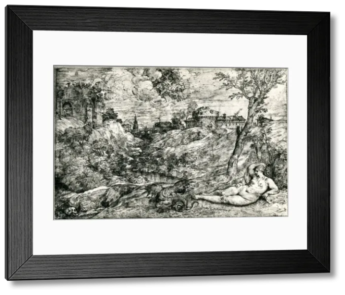 Framed Print : Medor and Angelica or Jason and Medea, c1535-1545, (1937). Artist: Titian Framed Print : Medor and Angelica or Jason and Medea, c1535-1545, (1937). Artist: Titian