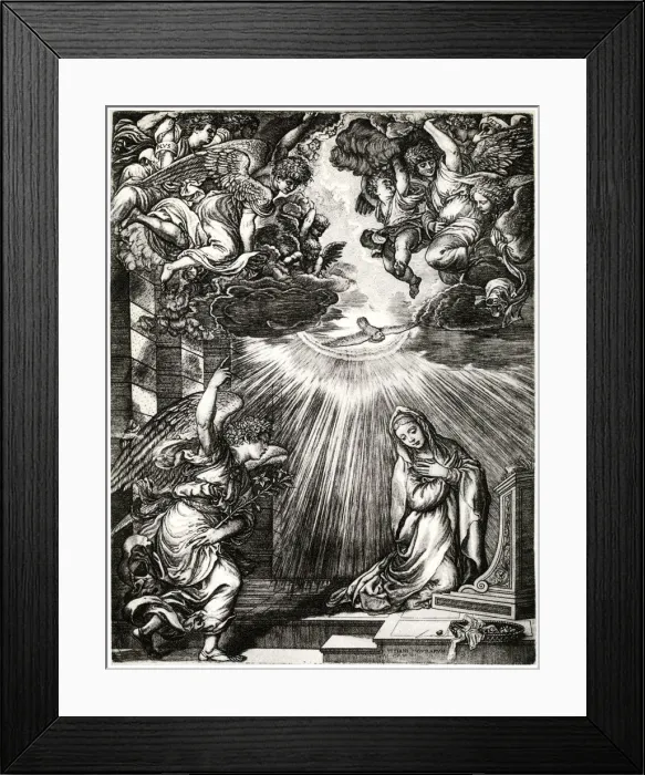 Framed Print : Annunciation, 16th century, (1937). Artist: Giovanni Jacopo Caraglio
