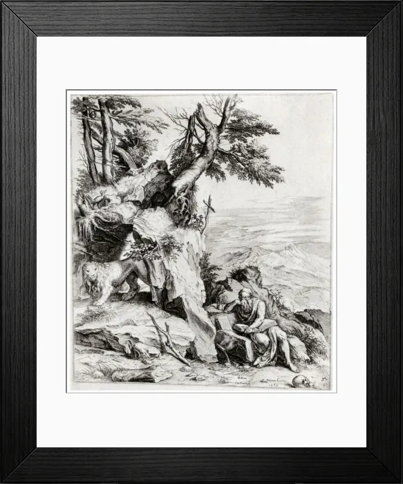 Framed Print : Landscape with St Jerome, 16th century, (1937). Artist: Cornelis Cort Framed Print : Landscape with St Jerome, 16th century, (1937). Artist: Cornelis Cort
