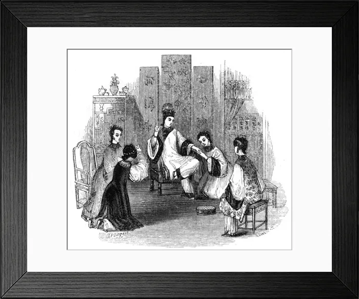 Framed Print : Chinese maidens weeping with a bride, 1847. Artist: Evans Framed Print : Chinese maidens weeping with a bride, 1847. Artist: Evans