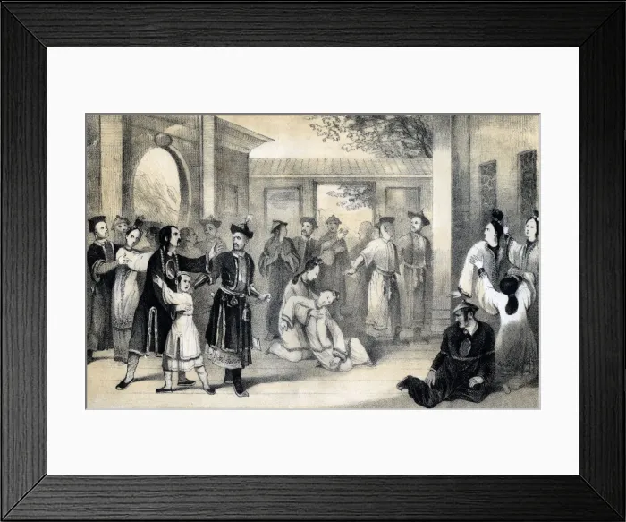 Framed Print : The Chinese people sold for slaves by the Tartars, after their conquest by Zinguis-Khan, (1847). Artist: B Clayton Framed Print : The Chinese people sold for slaves by the Tartars, after their conquest by Zinguis-Khan, (1847). Artist: B Clayton