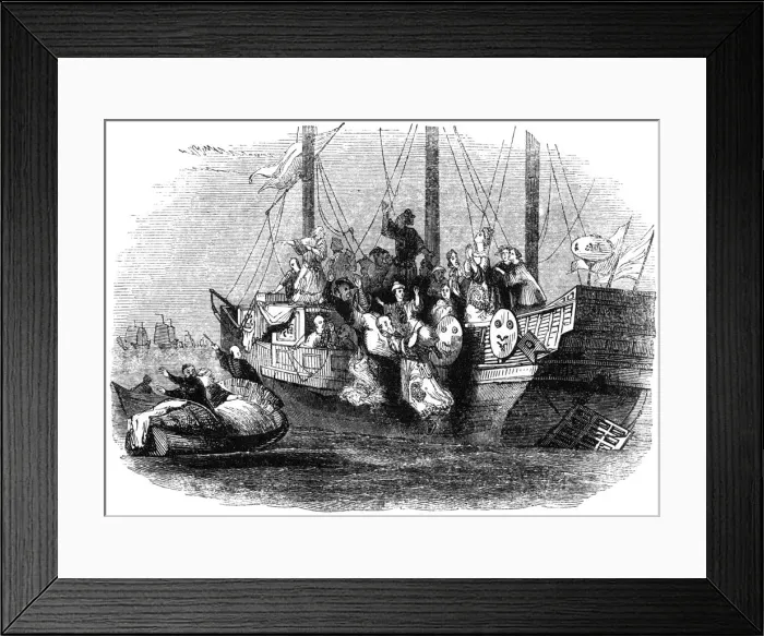 Framed Print : Mandarin throwing himself with the infant emperor into the sea, 13th century, (1847). Artist: Armstrong Framed Print : Mandarin throwing himself with the infant emperor into the sea, 13th century, (1847). Artist: Armstrong