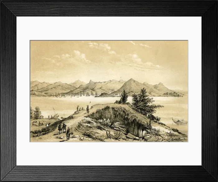 Framed Print : The bay and island of Hong Kong, 1847. Artist: E Gilks Framed Print : The bay and island of Hong Kong, 1847. Artist: E Gilks