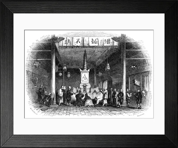 Framed Print : Buddhist temple, China, 1847. Artist: Mason Framed Print : Buddhist temple, China, 1847. Artist: Mason