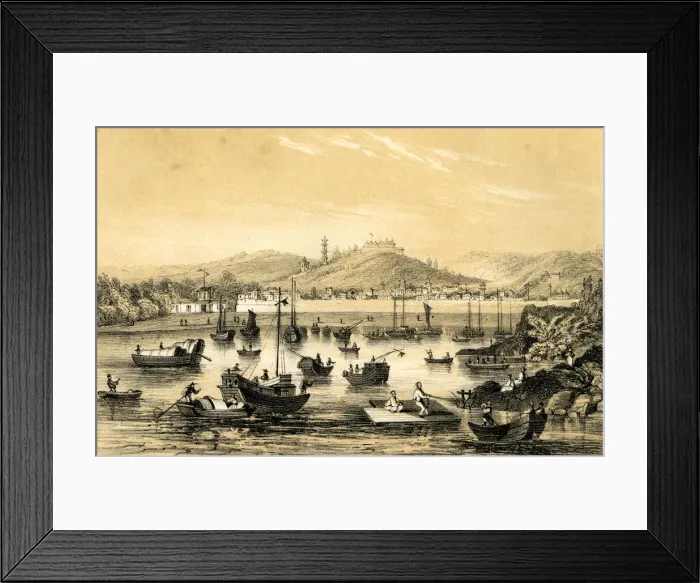 Framed Print : Ningbo, one of the five ports opened by the late treaty to British commerce, China, 1847. Artist: JW Giles Framed Print : Ningbo, one of the five ports opened by the late treaty to British commerce, China, 1847. Artist: JW Giles