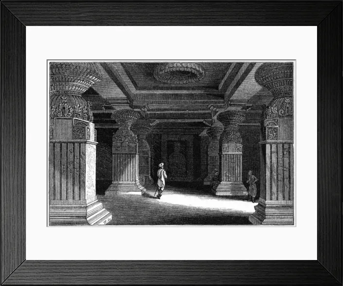 Framed Print : Caves of Ellora, India, 1847. Artist: Robinson Framed Print : Caves of Ellora, India, 1847. Artist: Robinson